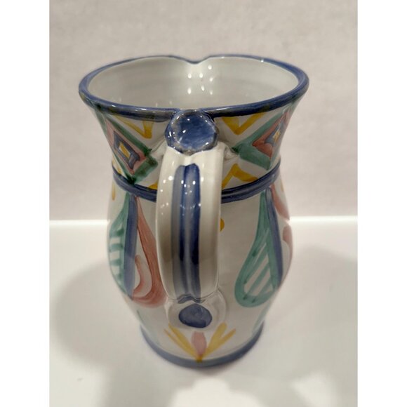 Majolica Pitcher Vase  | Made In Italy Italian | Hand Painted Paster CBB Pottery - Picture 3 of 9